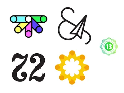 Four Logos 72 ambigram ampersand branding geometric identity light logo logolounge logos mark marks number pop sun vector