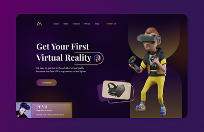 Virtual Reality Hero Section 3d 3d illustration artificial intelligence design dribbble shots games hero section illustration meta playstation vr tech technology ui uiux ux virtual reality vr web design website webui