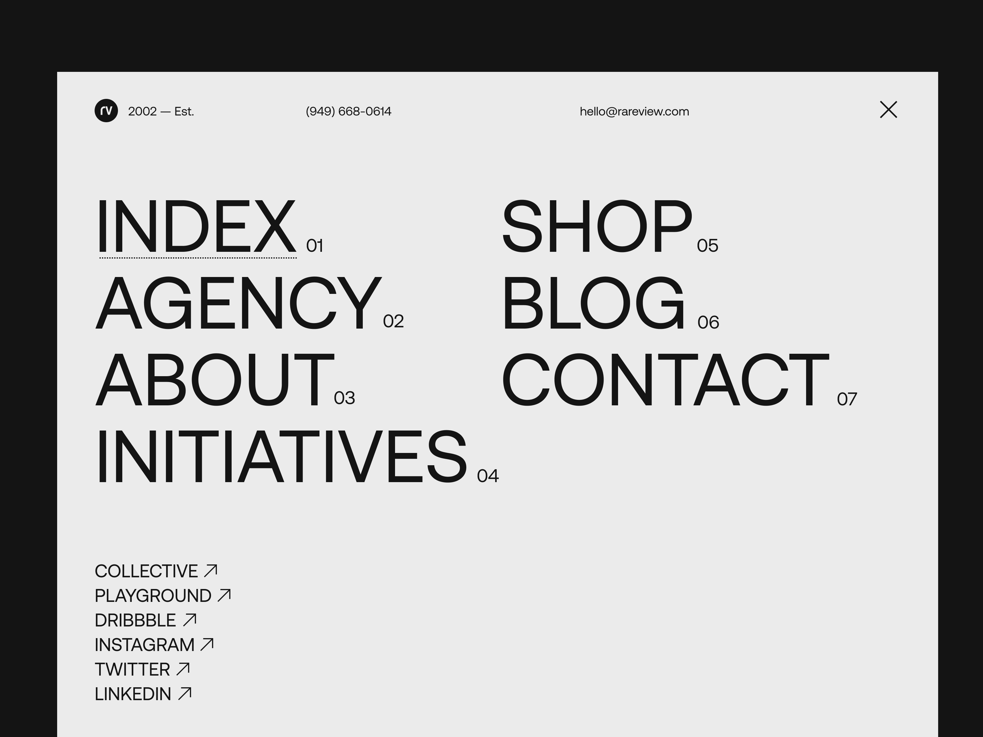 Example of Rareview Blog Navigation