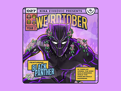 Weirdtober 027/031: – King T’Challa aka Black Panther avengers black panther chadwick boseman comic book comic book art comic book cover daily sketch endgame flowers graphic design illustration leaves marvel mcu procreate sketch weirdtober