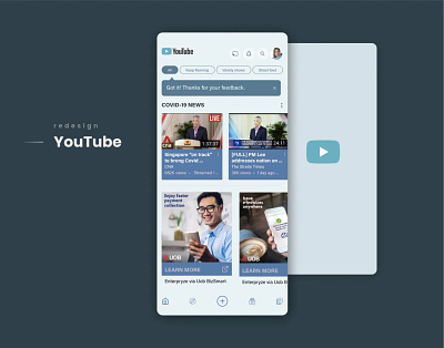 YouTube redesign app application blue design instagram redesign ui ux youtube