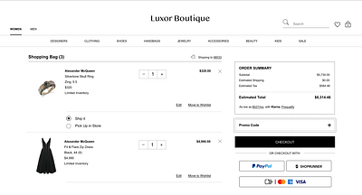 Designer Boutique Checkout Page checkout page design ui