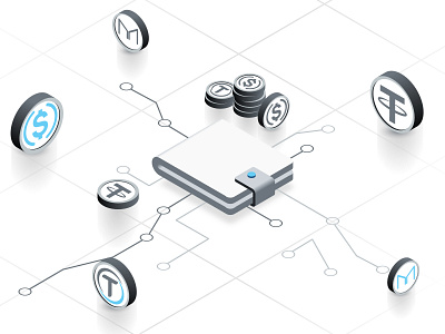 Stablecoin Isometric Illustration blog flat icons illustration isometric isometry ui vector webdesign website