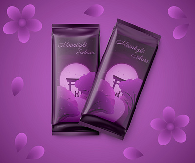 Candies "Moonlight Sakura" candies candy chocolate illustration japan love mockup moon moonlight night romantic sakura sweets vector