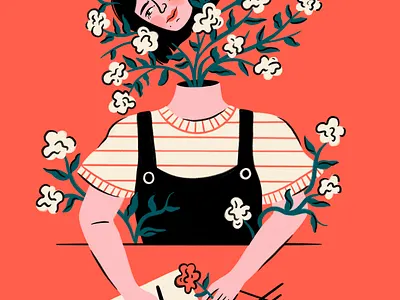 Carried Away art botanical creative daydream design floral flowers greenery hand drawn illustration illustrator mental health mindful people procreate woman