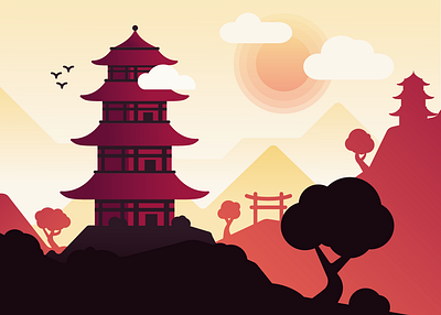 Somewhere in Japan art artwork asia chine design flat flat style graphic design illustration illustrator japan