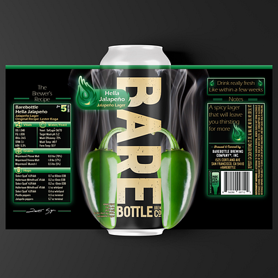 Hella Jalapeno - Craft Beer Label Design beer beer art brand branding can craft beer design glow green illustration jalapeno label logo package package design pepper photoshop spice spicy vector