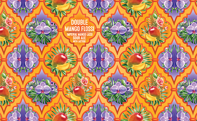 Double Mango Flossi - Craft Beer Label Design art beer beer art brand branding can craft beer design gradient illustration label logo mango orchid package package design pattern photoshop sour vector