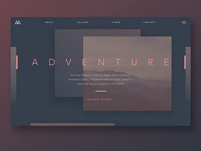 Adventure Site adventure animation design desktop interface landing page mockup principle prototype sketch ui web webdesign