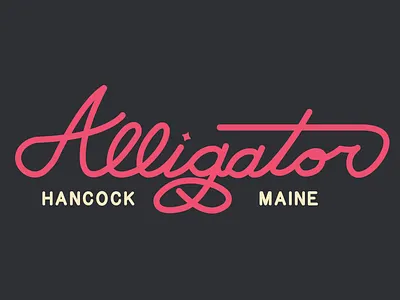 Alligator Lake 2022 alligator branding cursive design font hancock icon logo maine pink script type typeface