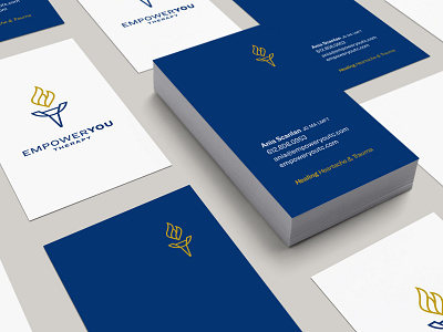 Empower You Therapy Business Cards brand brand identity branding business card design business cards design fire graphic design health and wellness logo logo design logo designer mental health stationery therapist therapy therapy practice torch visual identity