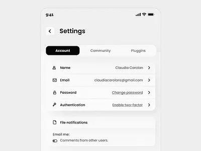Settings | Daily UI 007 dailyui007 dark mode figma figmasettings light profile settings ui ui007
