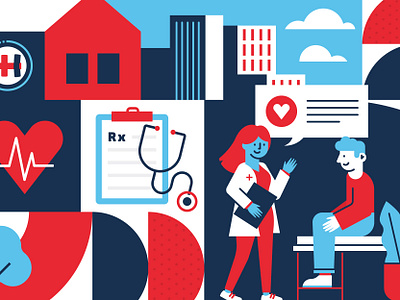Northwest Health Services Mural Detail hospital illustration medical mural vector
