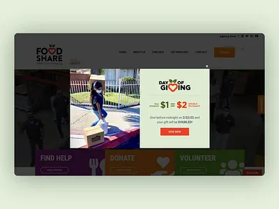 Food Bank Donations - Nonprofit Pop Up adobe after effects animation branding creative design food bank gif graphic design illustration impact logo nonprofit pop up typography ui ux vector web design website