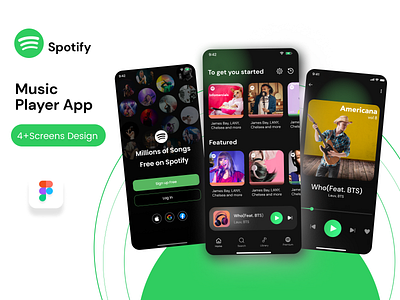 Spotify Redesign Concept - Music Player Mobile App music app music app ui design template music player mobile app spotify redesign concept