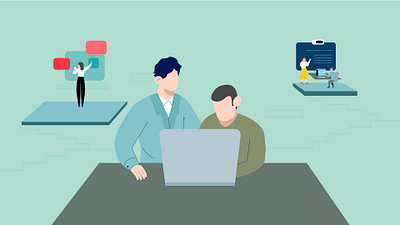 Working character desing computer illustration laptop remote vector work working