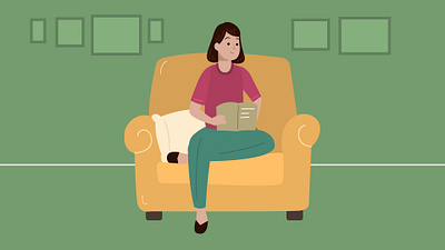 Girl Reading armchair books girl happy home illustration read reading starmed vector