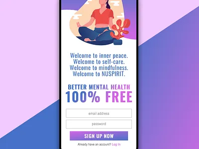 Nuspirit Mental Health App Login Page UI/UX app design graphic design ui ux