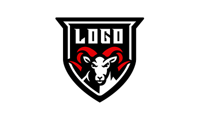 the logo of a ram with red horns in the shield emblem design graphic design logo