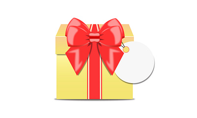 gift box with red ribbon and empty tag design graphic design illustration vector