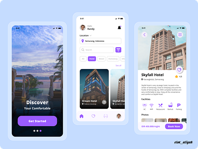 Hotel Booking App comfortable hotel mobile app purple staycation ui ui design