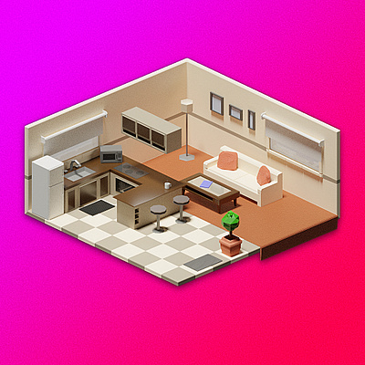 Isometric Apartment 3d blender illustration