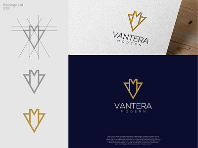 Vantera Modern Logo awesome brand branding clean design elegant grid identity illustration lettering lettermark logo luxury minimal minimalist modern monogram simple vector