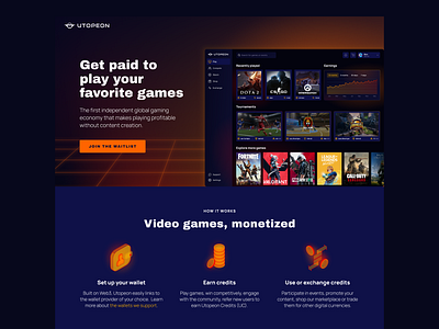 Utopeon Landing Page blockchain crypto esports gaming landing landing page tournaments web3