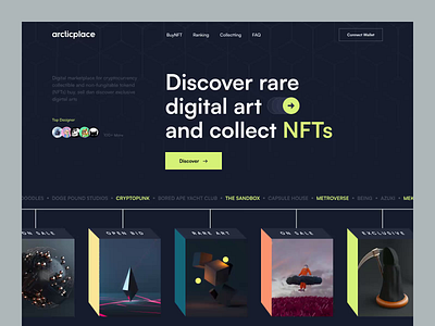 NFTs - Landing animation animation arts bitcoin collect crypto cryptocurrency eth metaverse nft nfts product designer ui ui desing ux web 3 web animation webdesign website