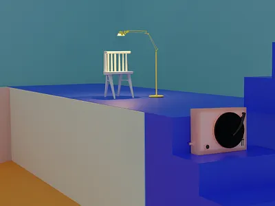 turntable on stair 3d render 3d
