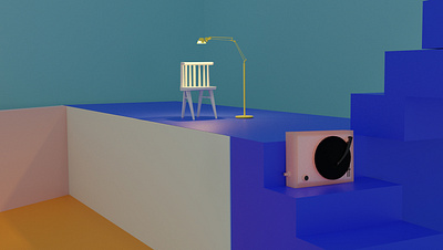 turntable on stair 3d render 3d