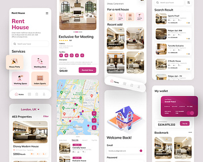 Home Rental Services App UI Design app design branding design graphic design home rental home services house rental app landing page design mobile app design product design real estat real estat app real estat mobile app rental rental app ui ux design ux ux ui design website design