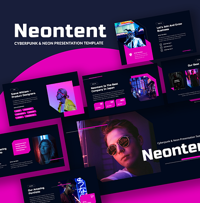 Neontent - Cyberpunk & Neon Presentation Template business powerpoint creative slide cyberpunk esport metaverse neon nft powerpoint template pren presentation presentation template