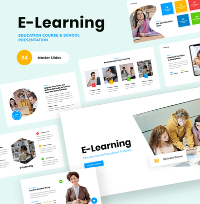 Learning - Education & School Presentation Template academic business powerpoint campus creative slide ecourse education knowledge learning online course powerpoint template presentation presentation template school