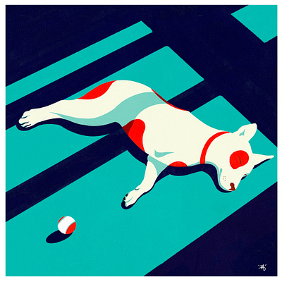 Nothing is missing (take2) bold colorful contemporary contrast digital painting dog editorial editorial illustration illustration love naive pet shadows sleeping three legged dog