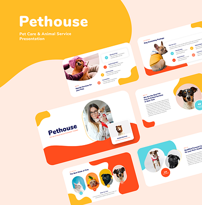 Pethouse - Pet Care & Animal Service Presentation Template animal care business powerpoint creative slide pet care pet clininc pet shop pethouse powerpoint template presentation presentation template