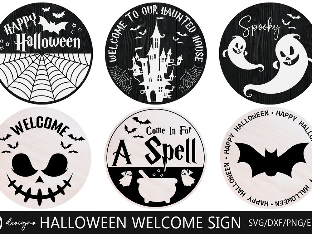 Halloween Round Sign SVG bundle by Etcify on Dribbble