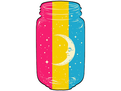 Pansexual vintage wishing jar art digital digital art jar lgbt lgbt community lgbtq lgbtq community lgbtqia mixed media moon pansexual pansexual community pansexuality stars vintage wish wishing wishing jar