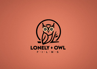 Owl- Logo design for film production company black branding film frame graphic design linelogo logo orange owl typography videoproduction