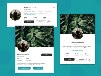 User Profile Component daily ui 006 dailyui dailyui100 design minimal profile profile page ui user profile ux