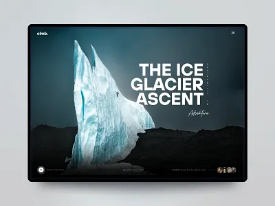 Website Hero Design adventure black clean dark mode design elegant figma hero hero design ice minimal modern mountains outdoors photoshop ui ux web design website