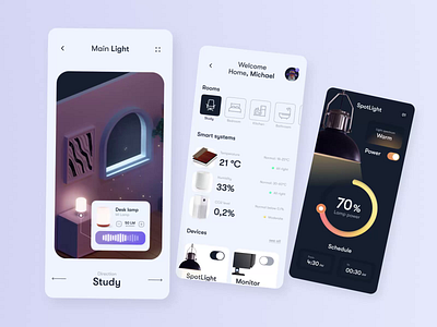 Smart Home App android animation app app design clean control dashboard design home house interface ios mobile app monitoring mvp ronas it smart smart device ui ux