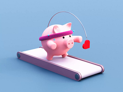 Follow the like - Video 3d 3dartist 3dillustration blender c4d color concept cycles follow heart illustration like pig render rendering run running social sport sweat