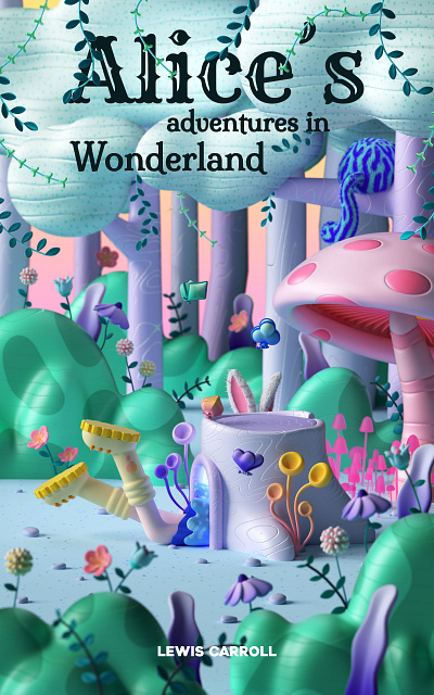 Alice in Wonderland 3d alice alice in wonderland art direction c4d character cinema 4d colorful fairy flowers forest illustration modelling octane plants render trees