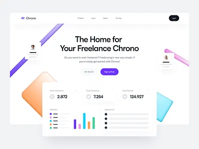 Chrono Header design hero hero design landing landing page landing page ui saas ui ux