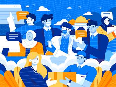 Social Humans Illustration character crowd design flat illustration graphic design human humans illustration illustrations nft people social talk together vector illustration