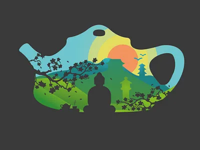 Tea Yoga art artwork chine design flat flat style graphic design illustration japan tea tea ceremony ui yoga