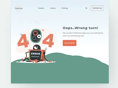 404 page design 404error 404page branding dailyui dailyui challenge design dribbble error inspiration landing page ui ui design web page website