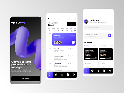 Task manager - Mobile App app apple black branding design figma illustration interface ios manager minimal planner task task manager ui ux