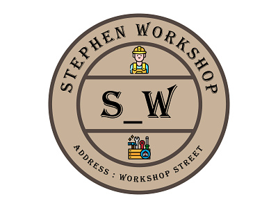 Workshop Logo Design adobe illustrator branding circular logo custom design free illustration logo logo maker logodesign minimal minimalist modern professional retro round logo unique vintage workshop workshop logo design